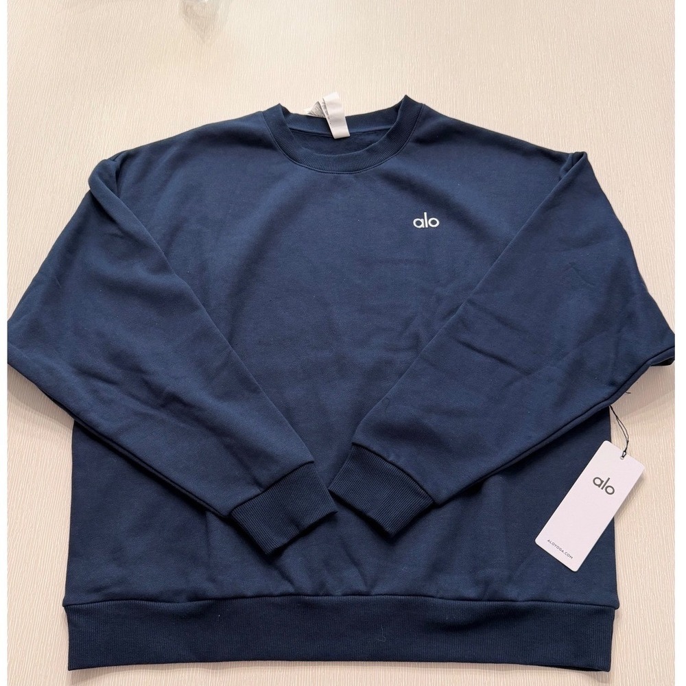 Alo Yoga Accolade Crew Neck Pullover Navy Blue U3031RG Mens Large NWT